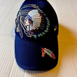 "Native Pride" Embroidered Strapback Baseball Cap-blue-Driftstone Pueblo. OSFA